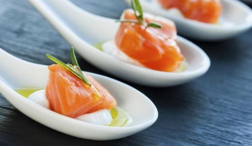 Smoked salmon delicatessen.